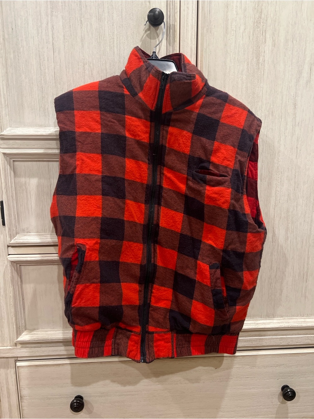 Men's Red and Black Buffalo Plaid Fleece Vest - Classic Layering